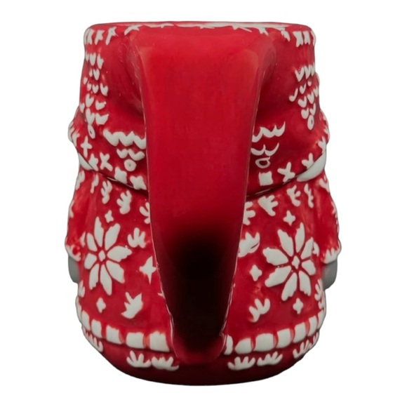 RARE Pottery Barn Christmas Festive Red Sweater GNOME Shaped Mug  13oz - Picture 3 of 6